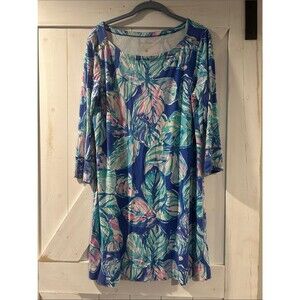 Lilly Pulitzer Sophie Blue Tropical Print Summer Dress XL